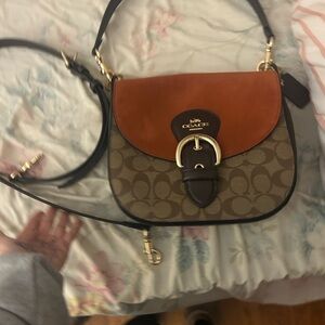 Coach Tan and Brown Shoulder Bag